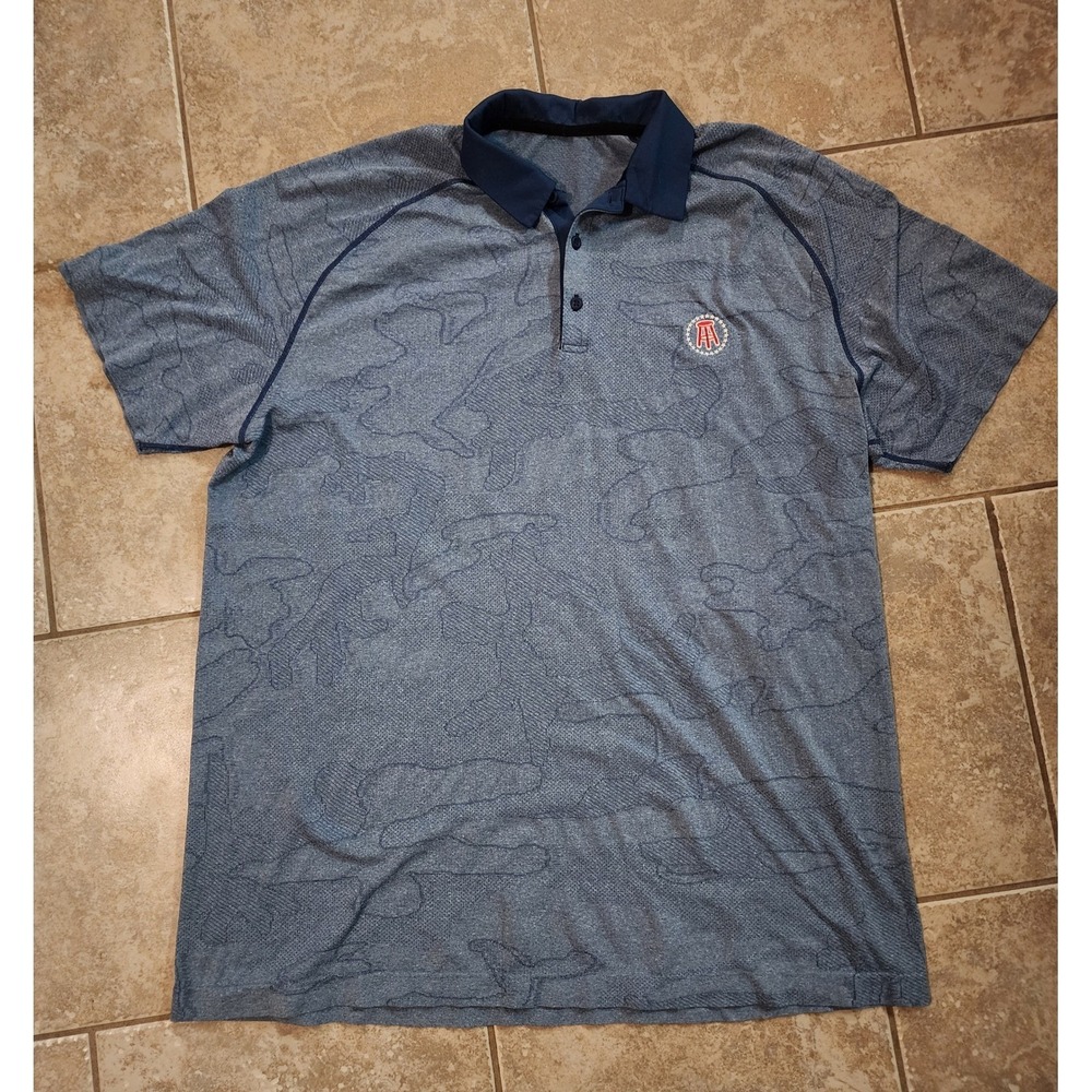 UNRL Barstool Sports Mens Blue Camo Golf Polo Shirt Short Sleeve Stool Logo